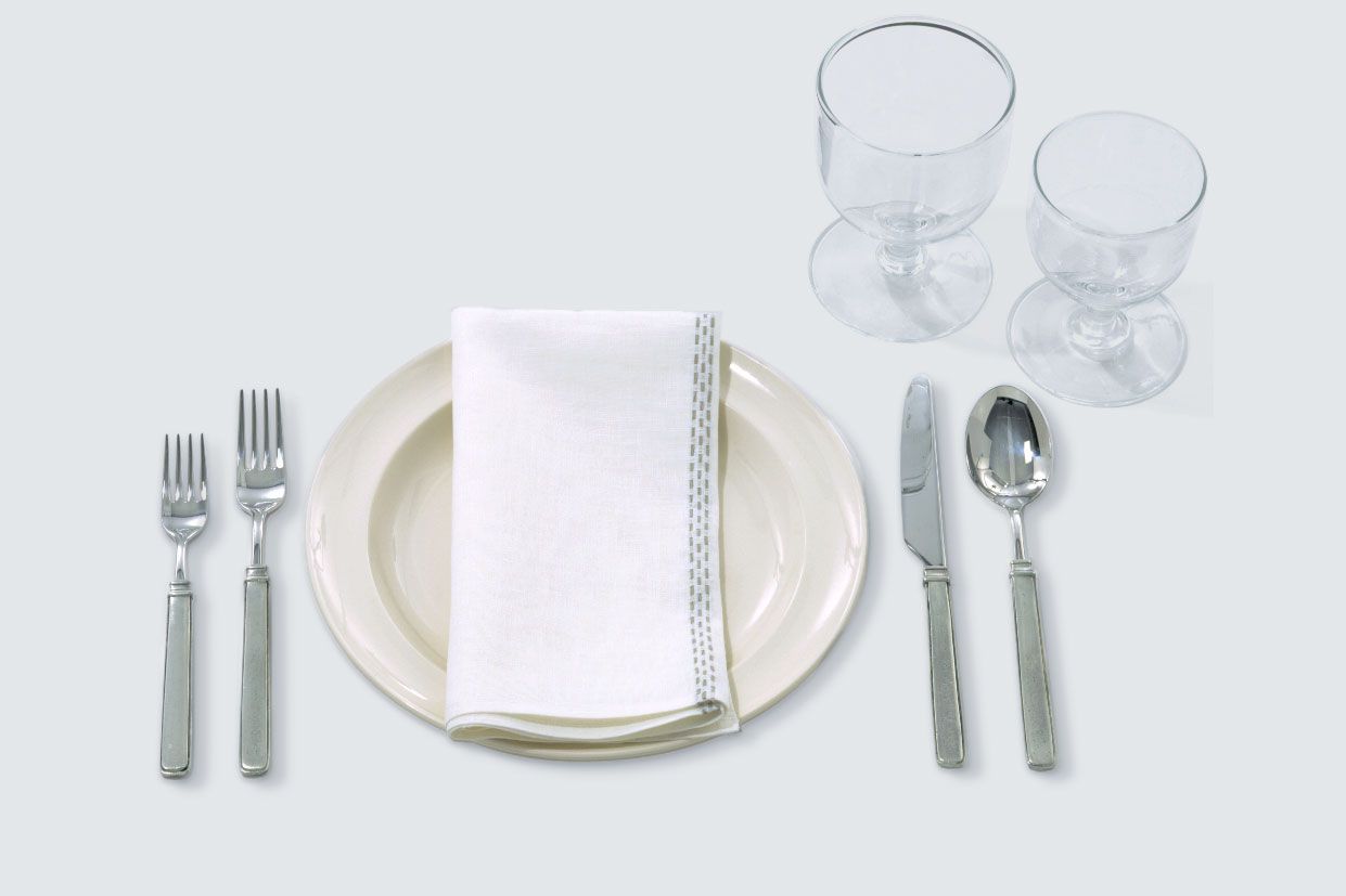 silver flatware table setting