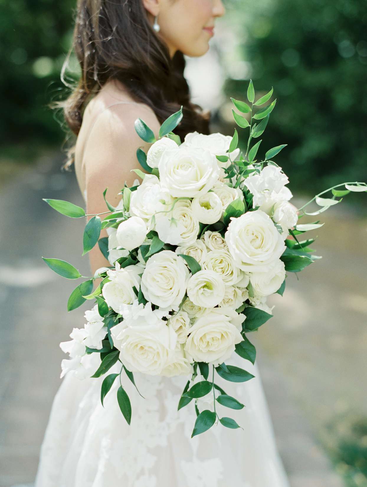 large white rose wedding bouquet