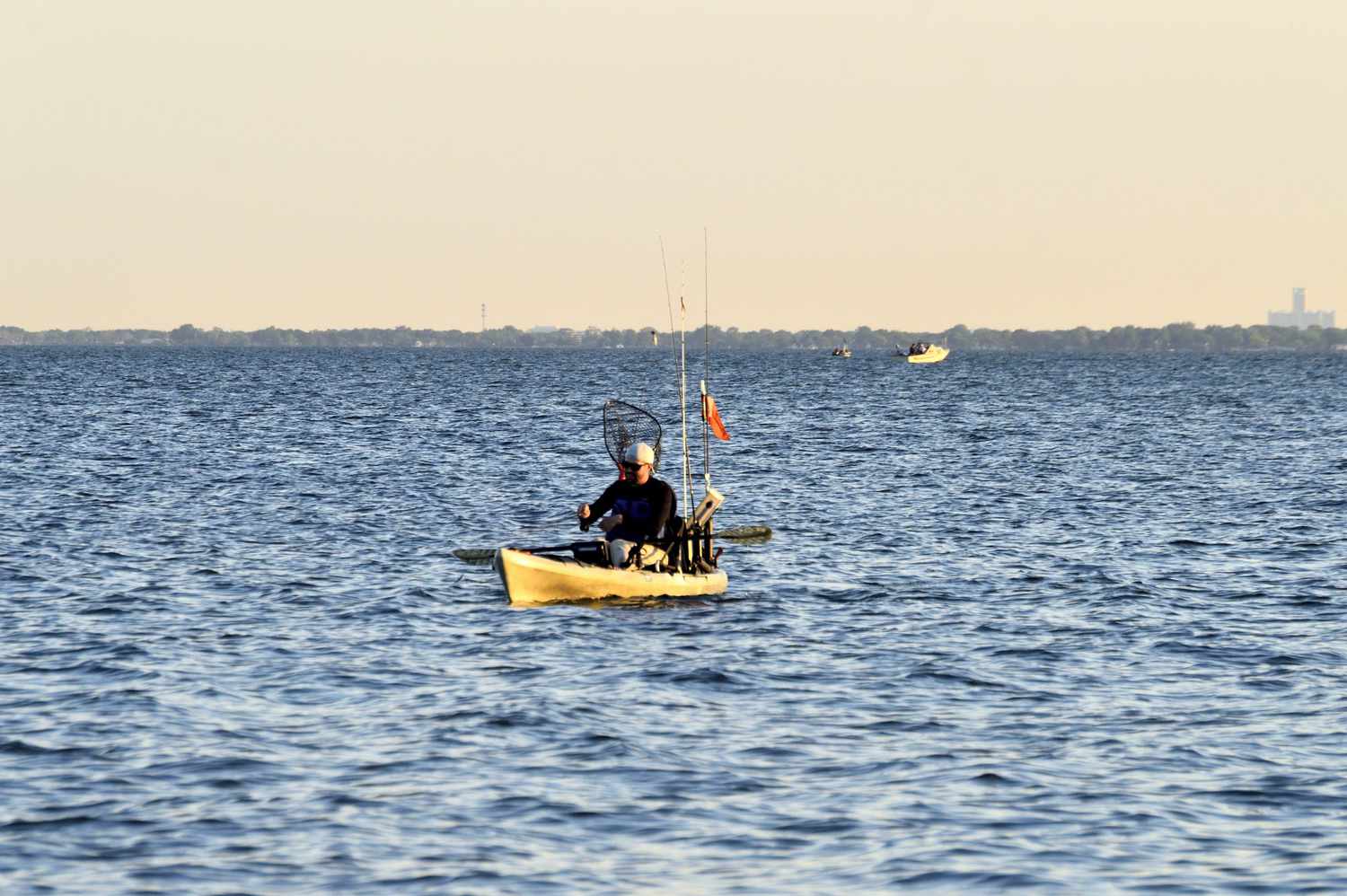 Kayak fishing in Lake St. Clair