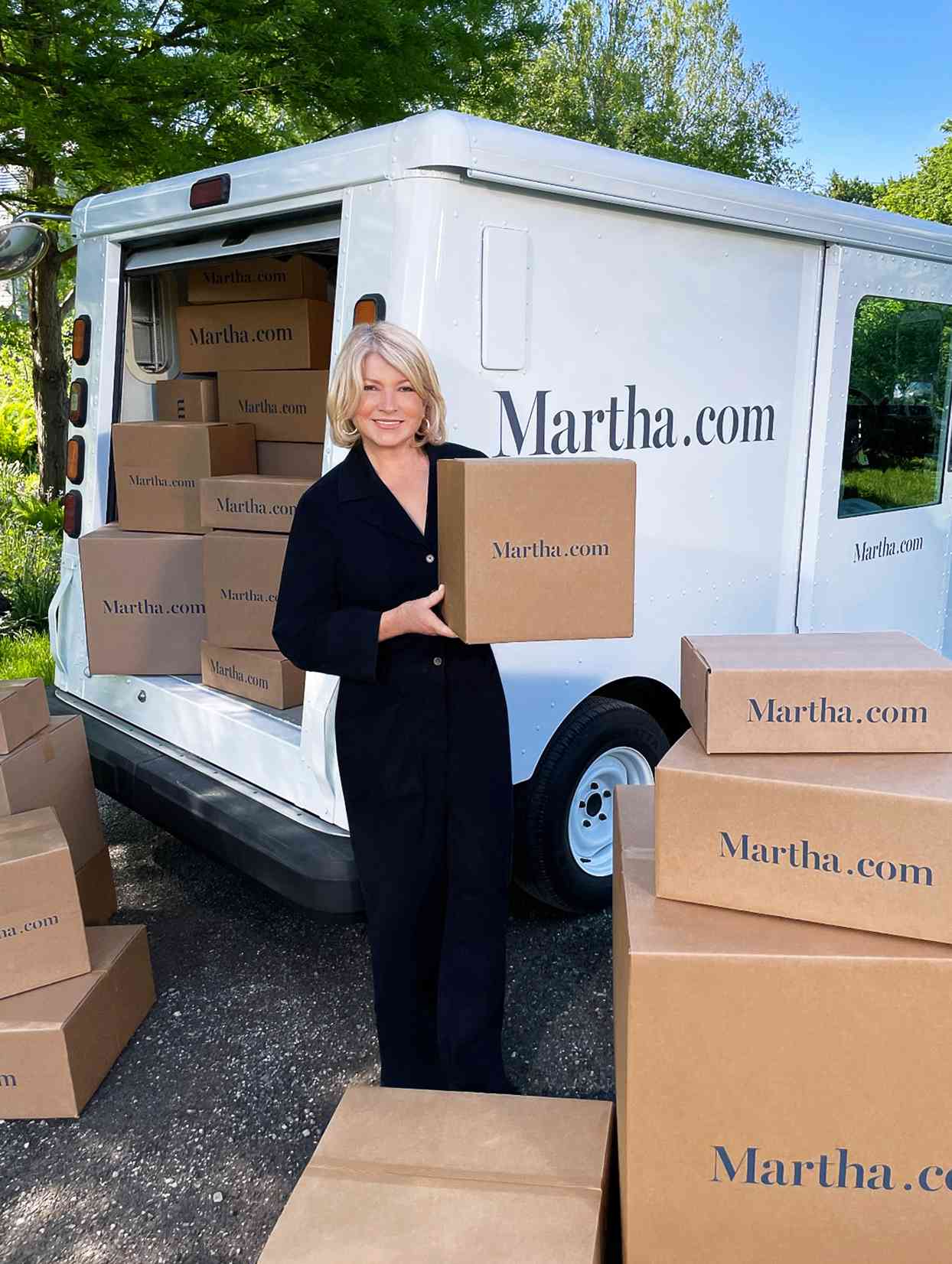 martha stewart holding martha.com boxes