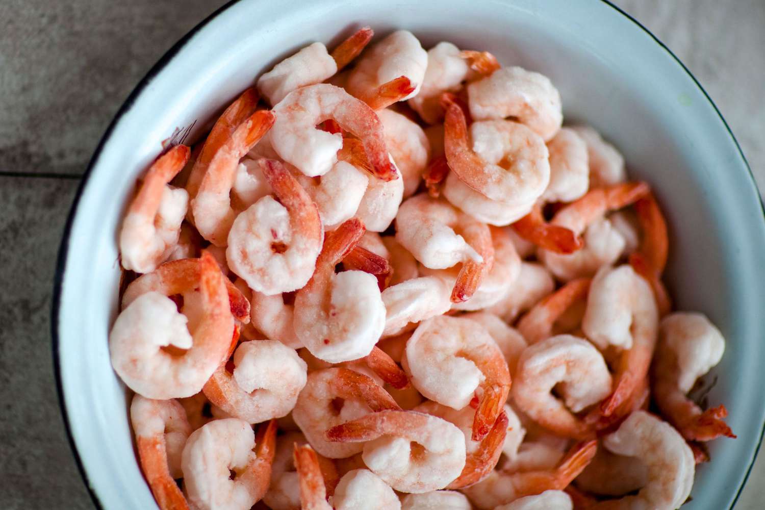 bowl of frozen shrimp