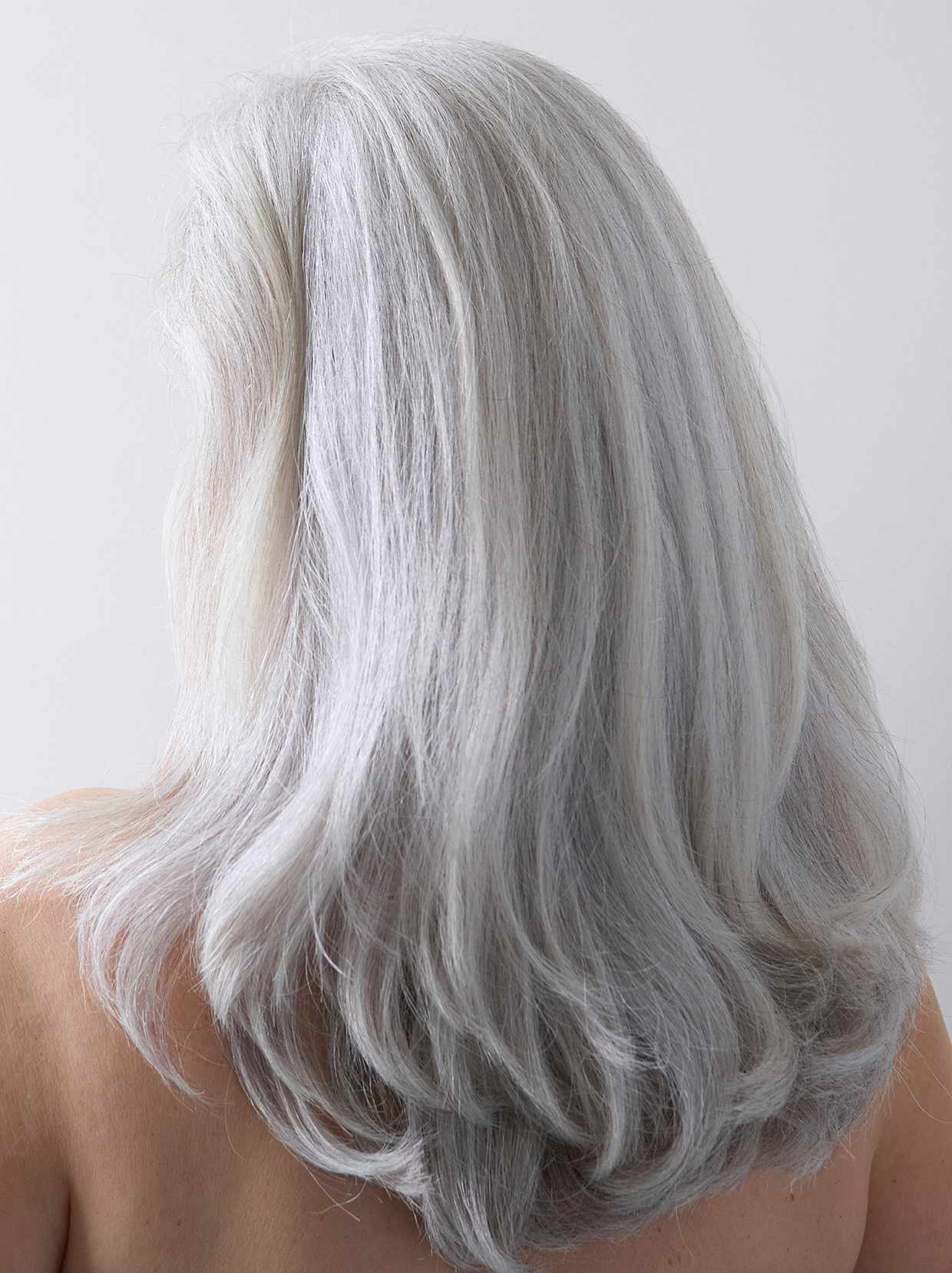 woman with long silver hair
