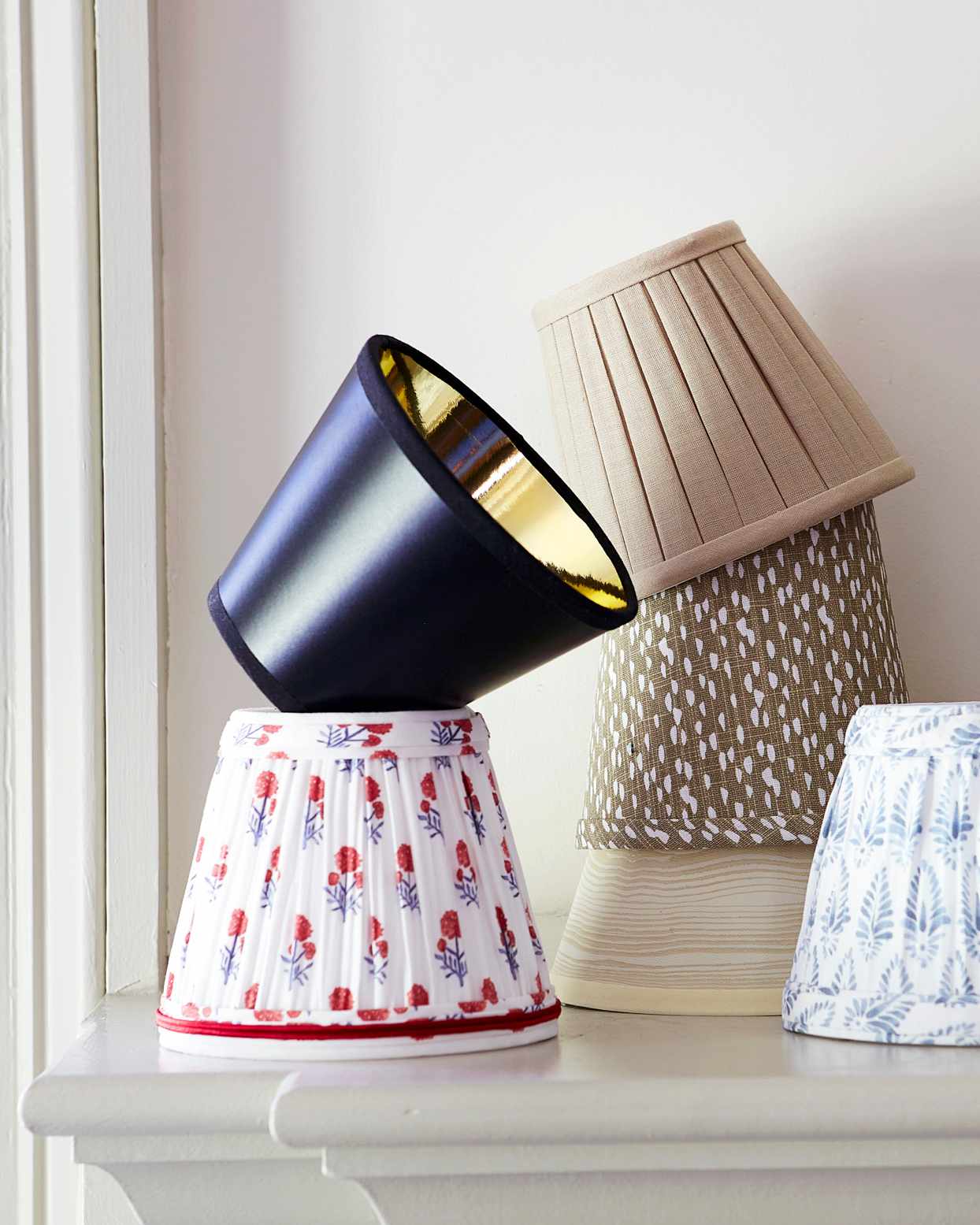 patterned and solid lamp shades