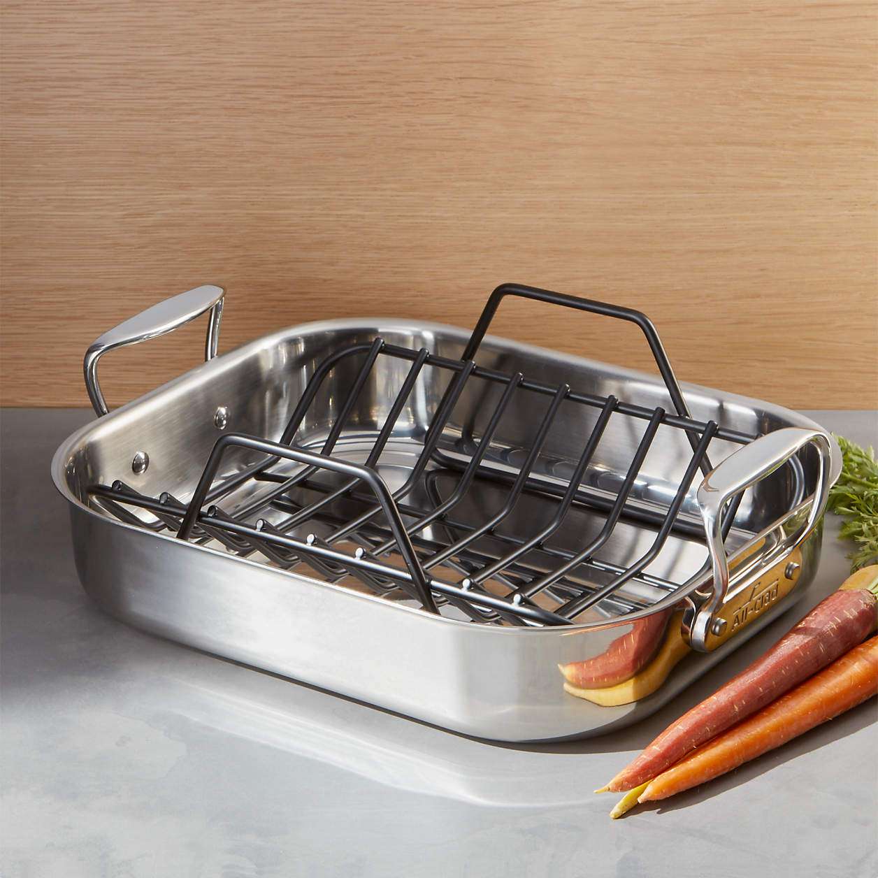 All-Clad Small Stainless Steel 14.5" Roasting Pan with Rack