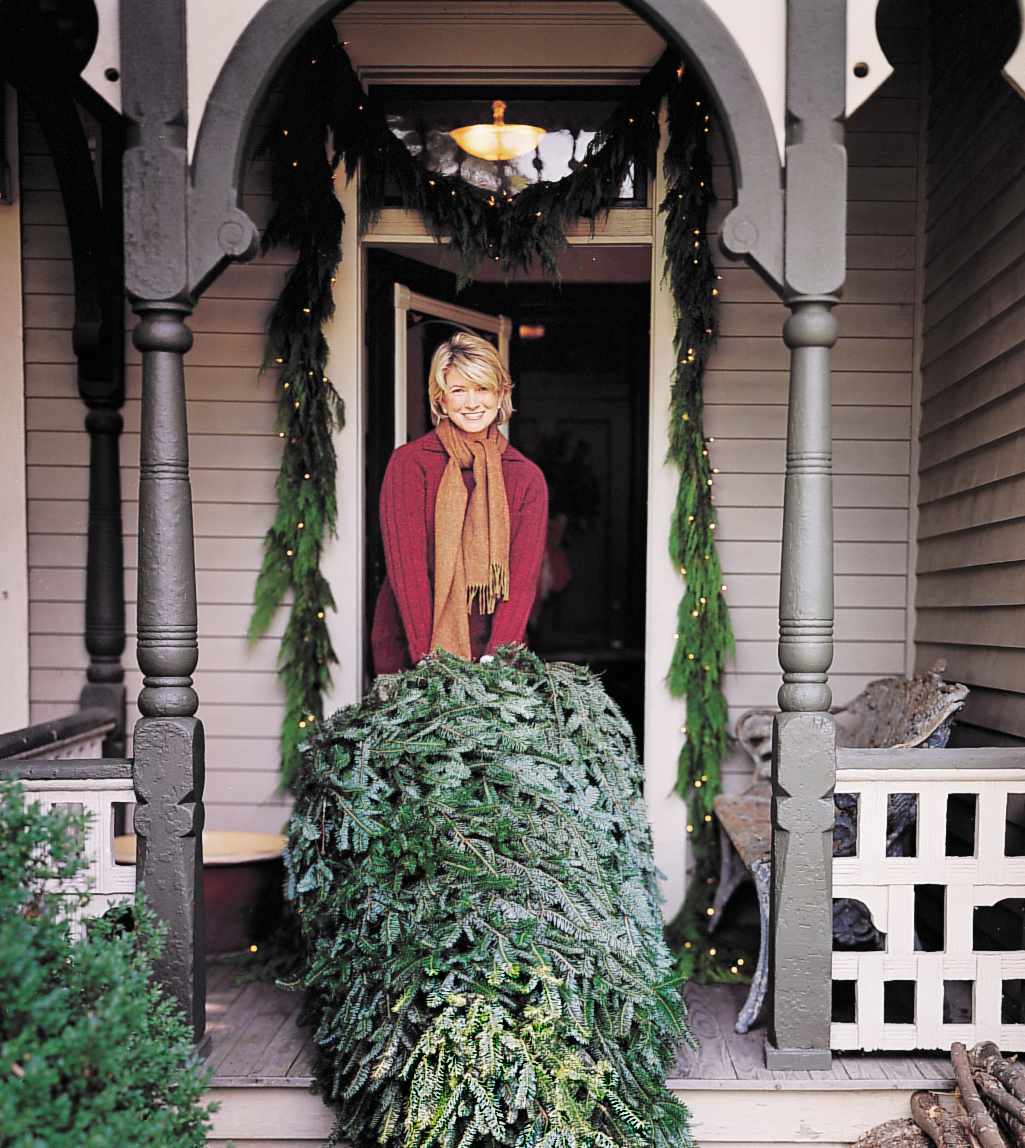 Martha Stewart porch lights greenery