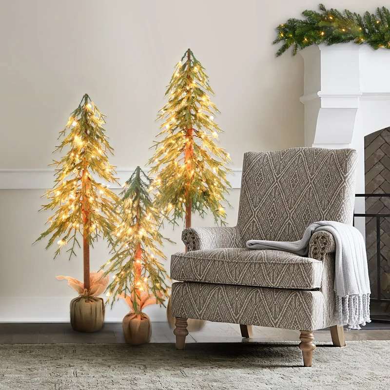 Martha Stewart Natural Pine Pre-Lit Artificial Christmas Tree Clear Lights 5 Feet 