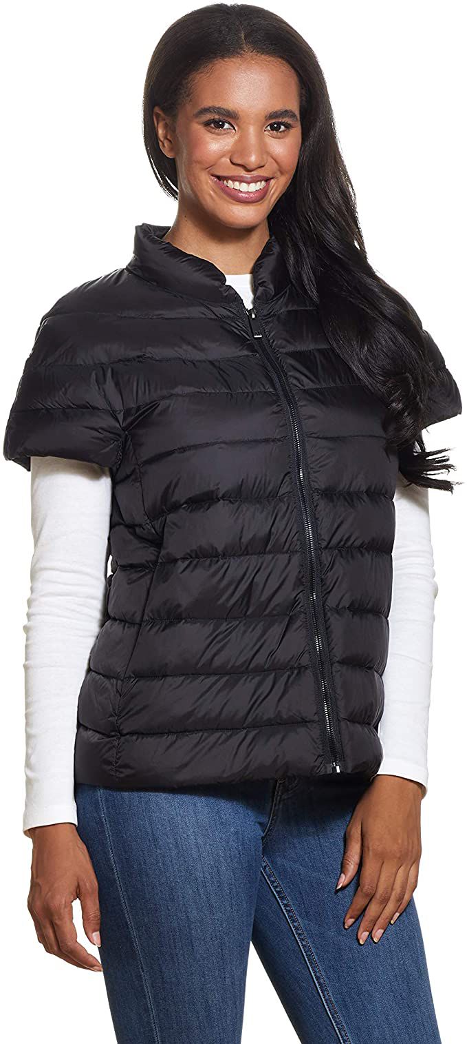 Martha Stewart Down Puffer Vest with Faux Fur Collar