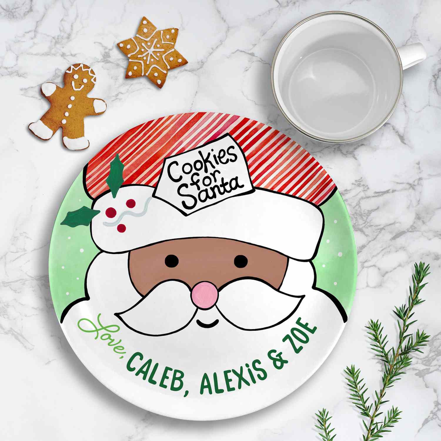 Santa Cookie Plate Santa Plate,Santa Cookie Tray Cookies for Santa Plate Personalized Custom Santa Plate Carrot Reindeer Treats Santa Tray