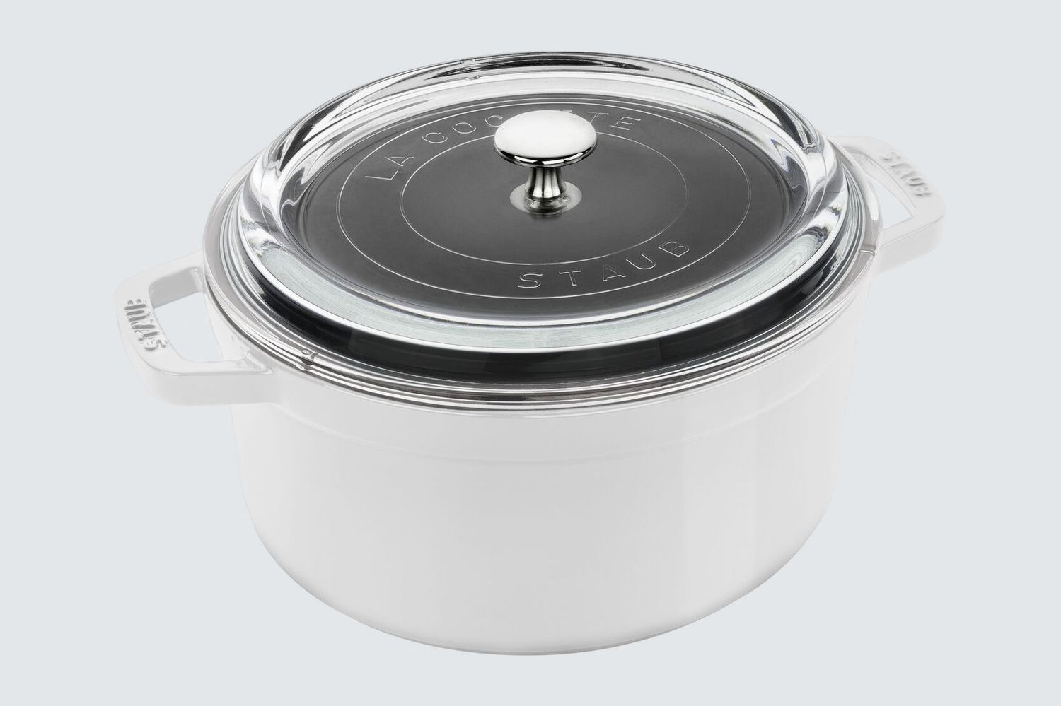 STAUB CAST IRON 4 QT, ROUND, COCOTTE WITH GLASS LID