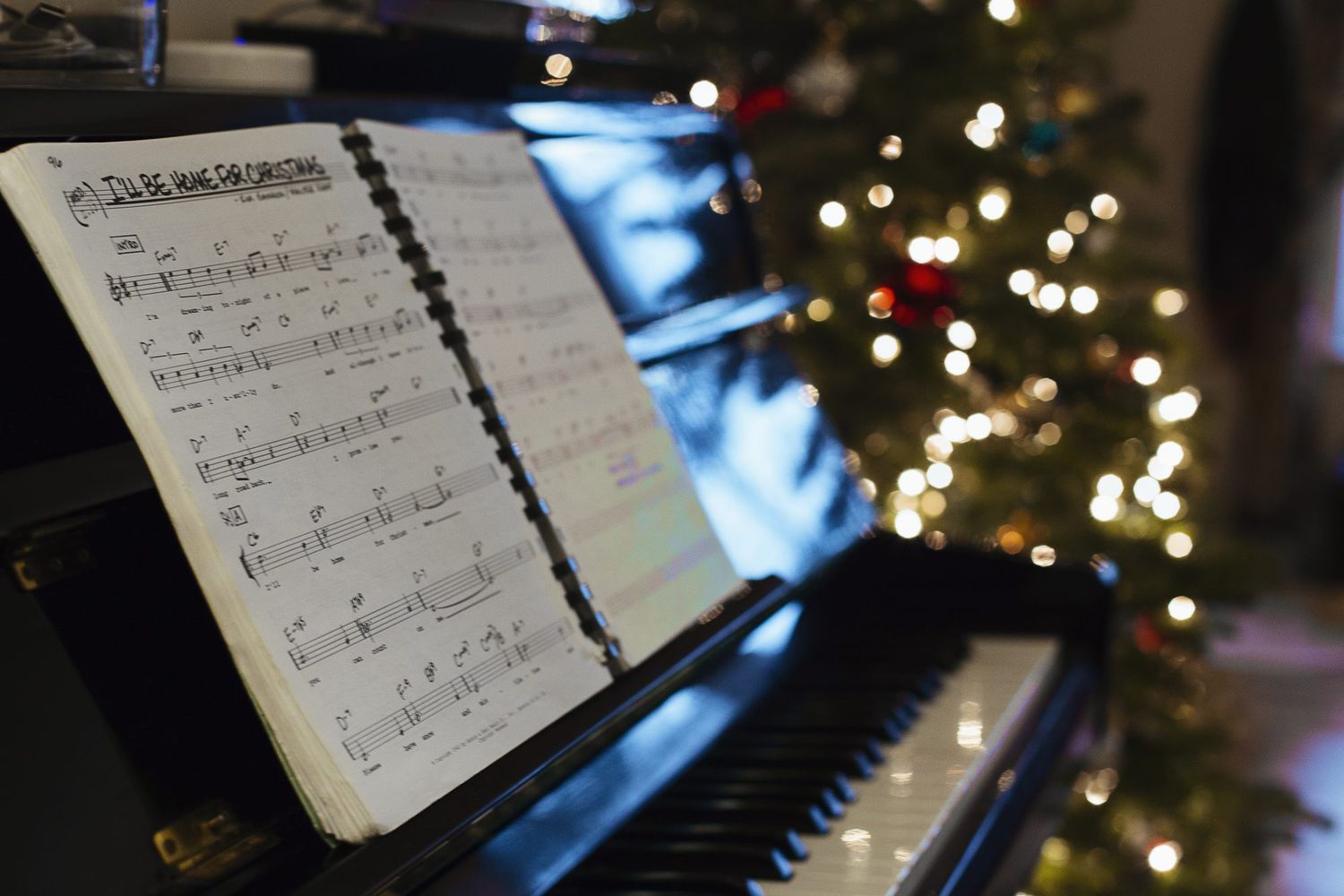 holiday sheet music on piano