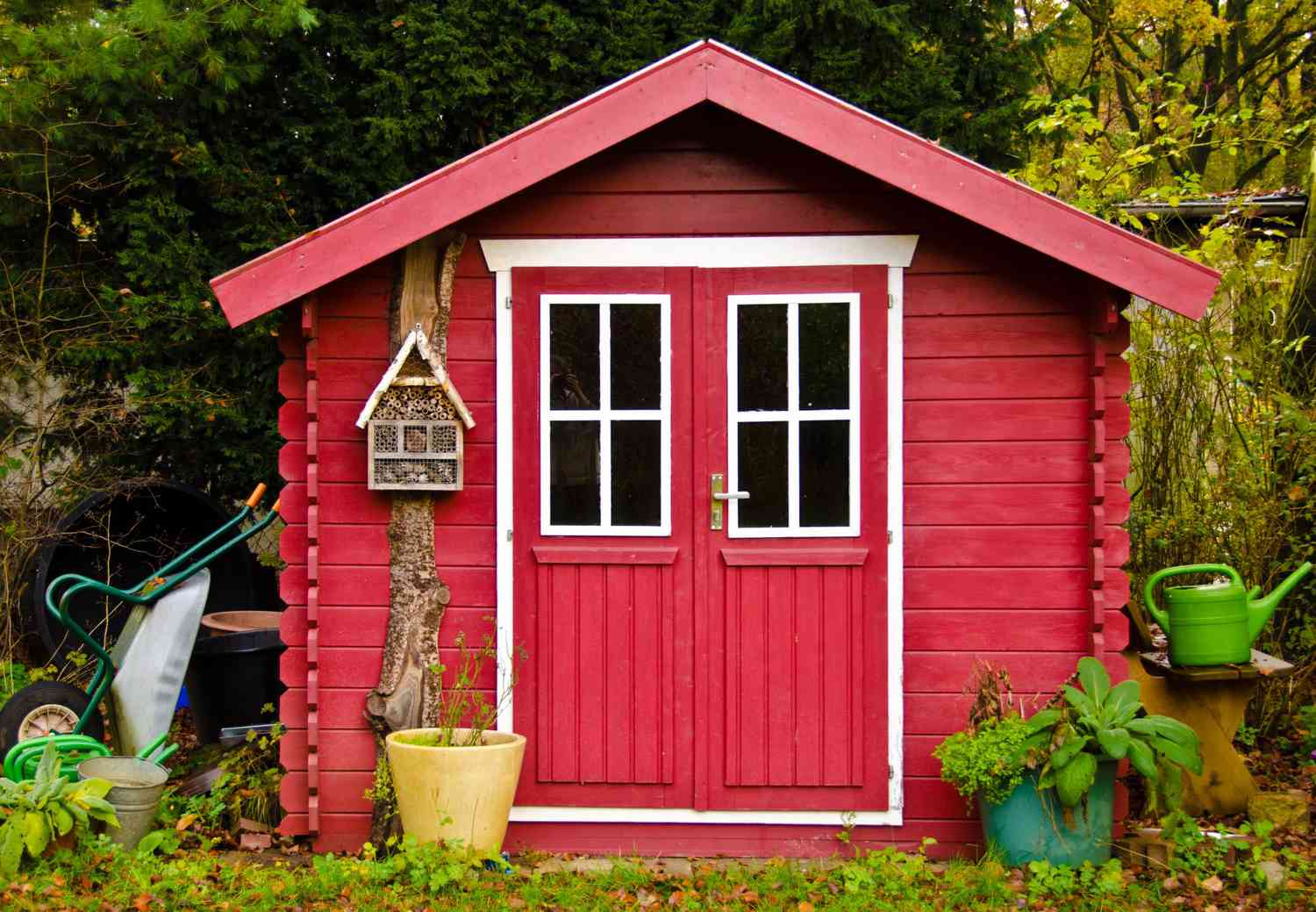small red garden shed