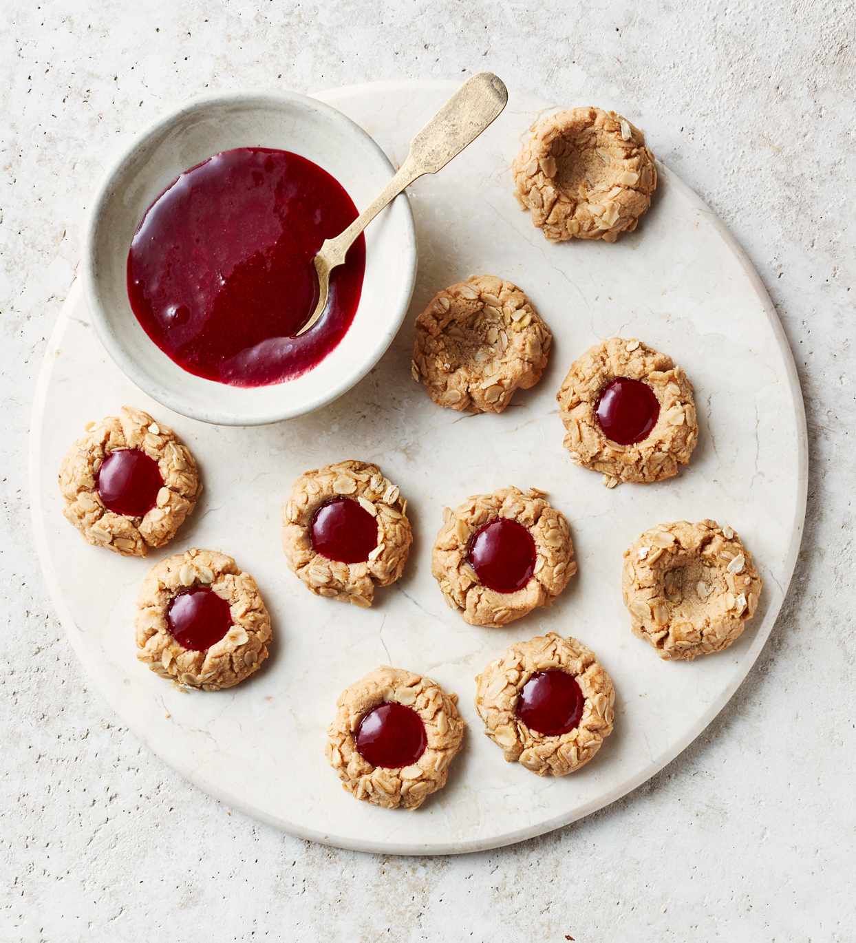 peanut-butter-oat drop cookies with jam