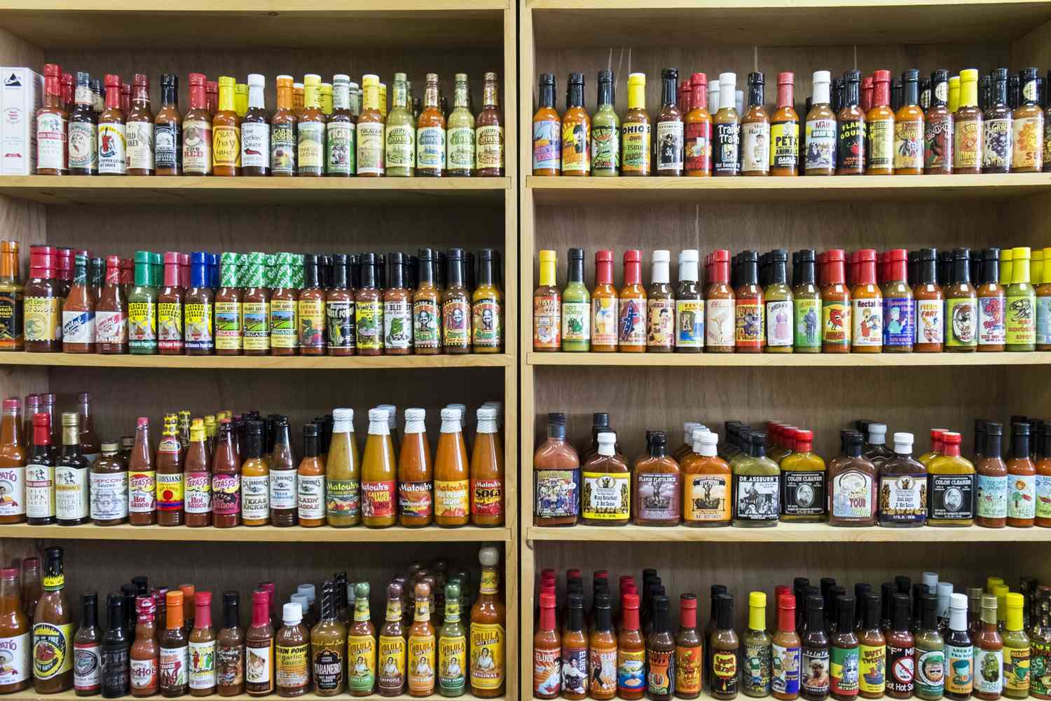 jars of hot sauce on shelf