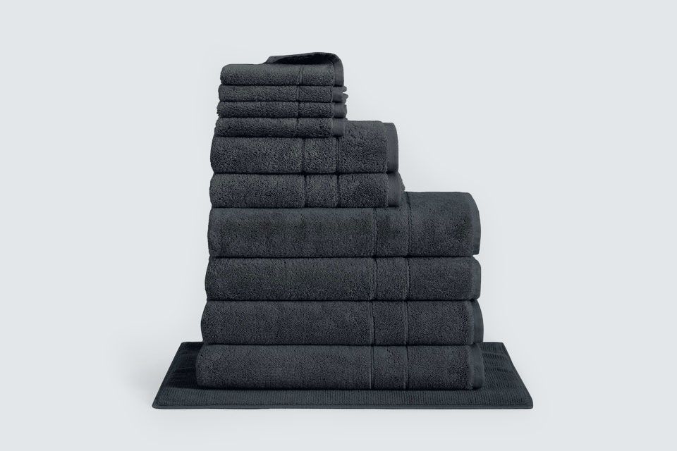 brooklinen super plush towel move in bundle, grey