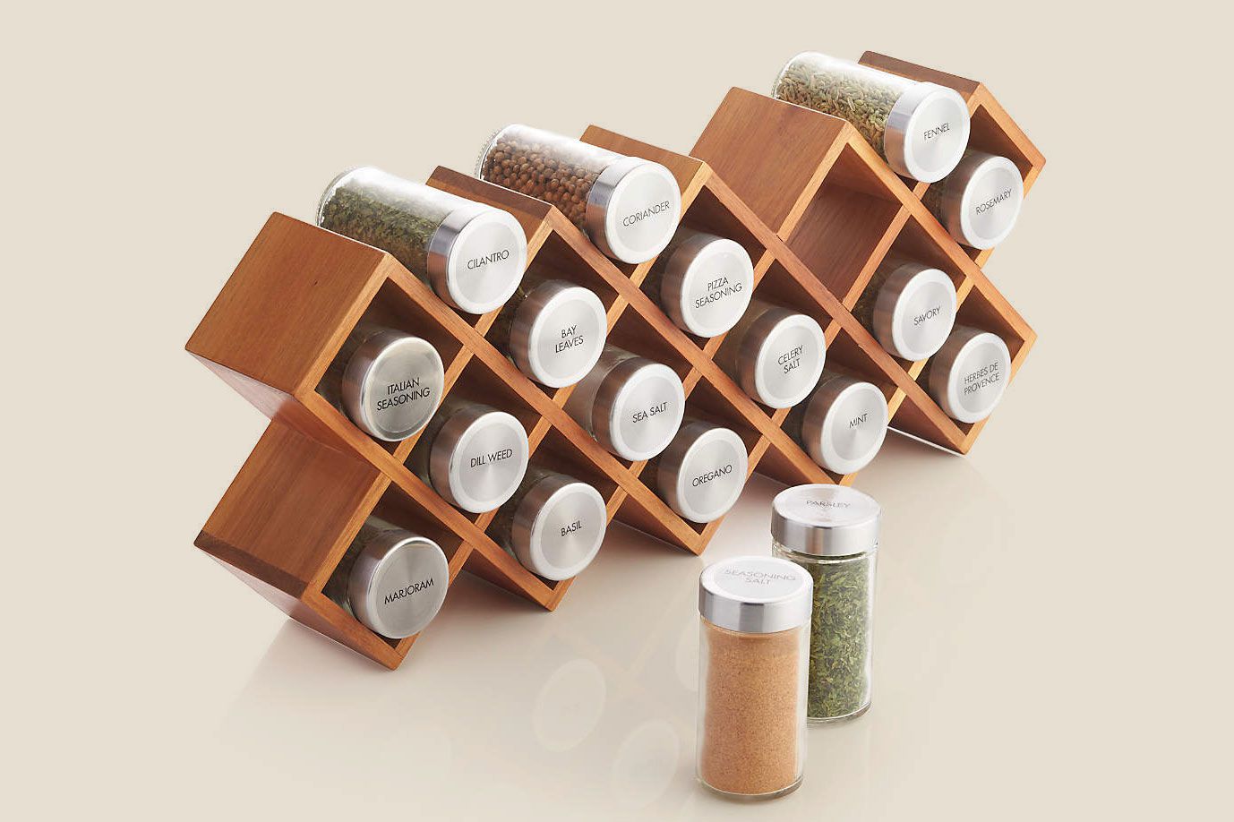 crate & barrel 18-Jar Acacia Wood Spice Rack