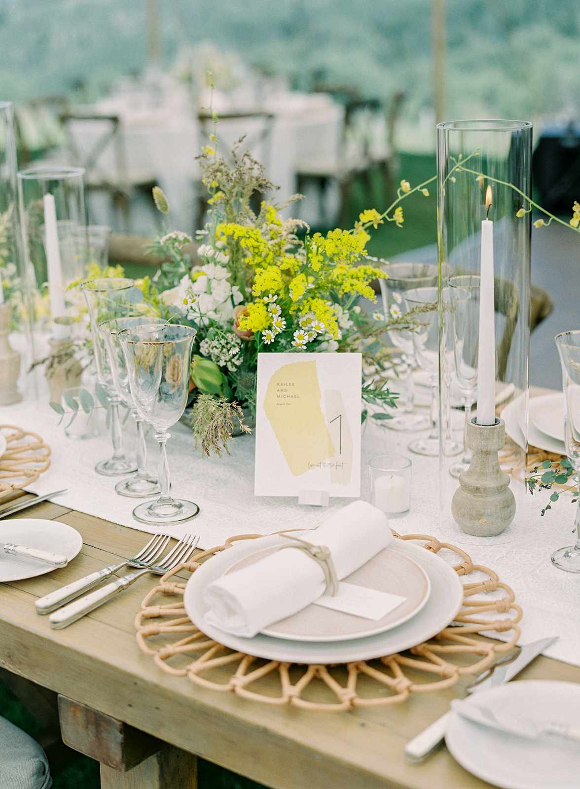 neutral themed wedding reception tables