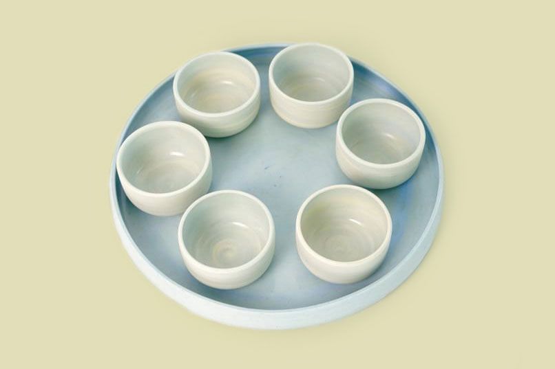Clay and Porcelain Seder Plate