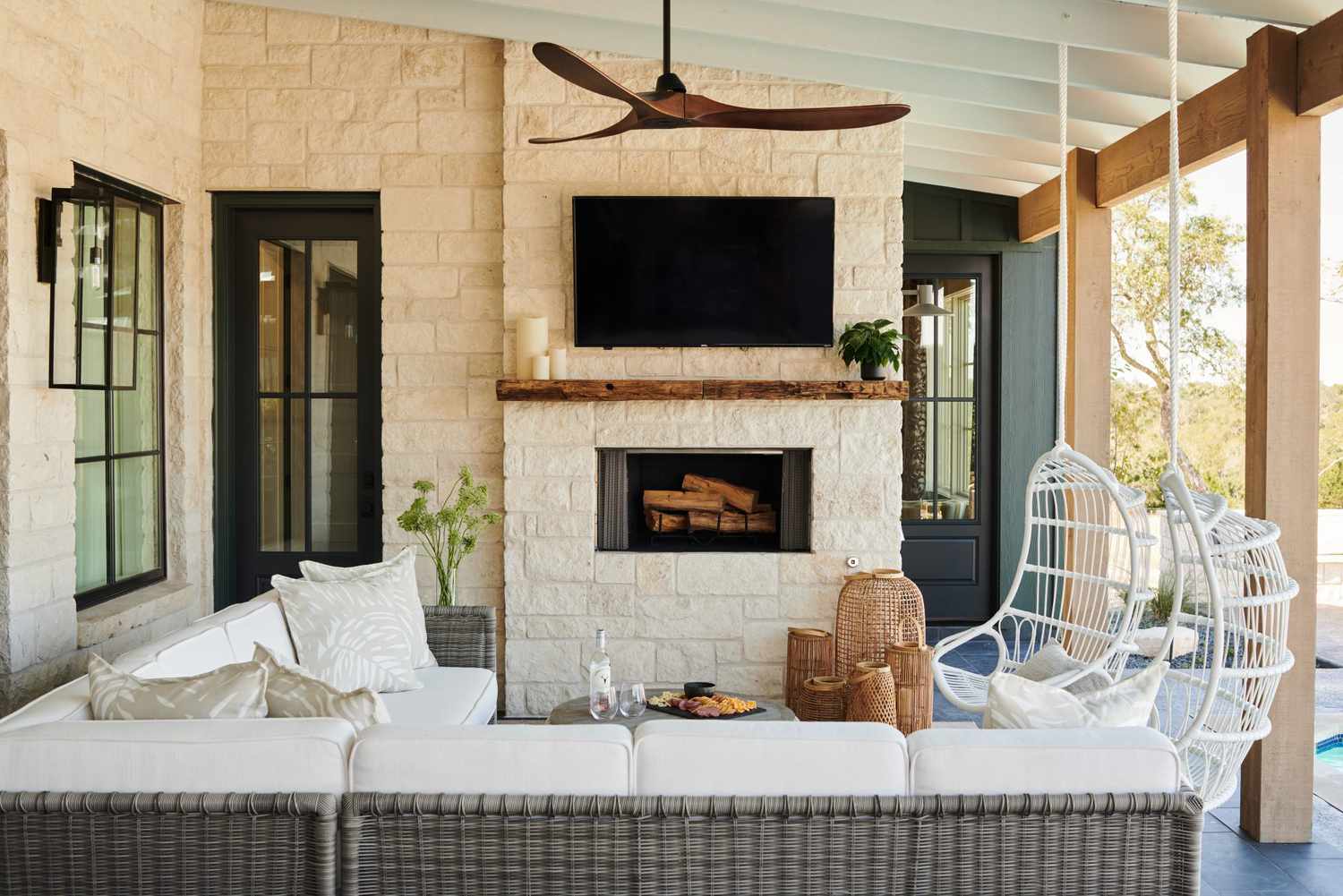 mantel mounted tv outdoor fireplace