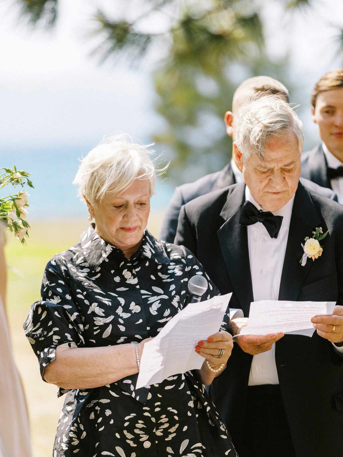 family reading at wedding ceremony