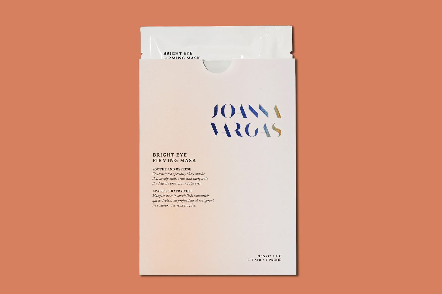 Joanna Vargas eye mask packaging on solid background
