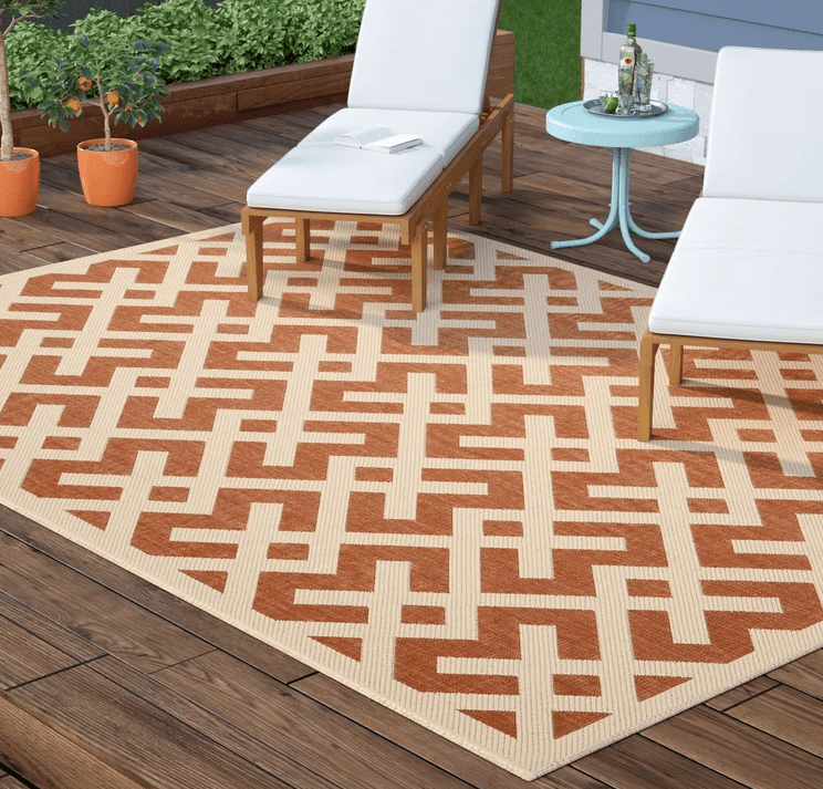 Indoor and outdoor rust area rug