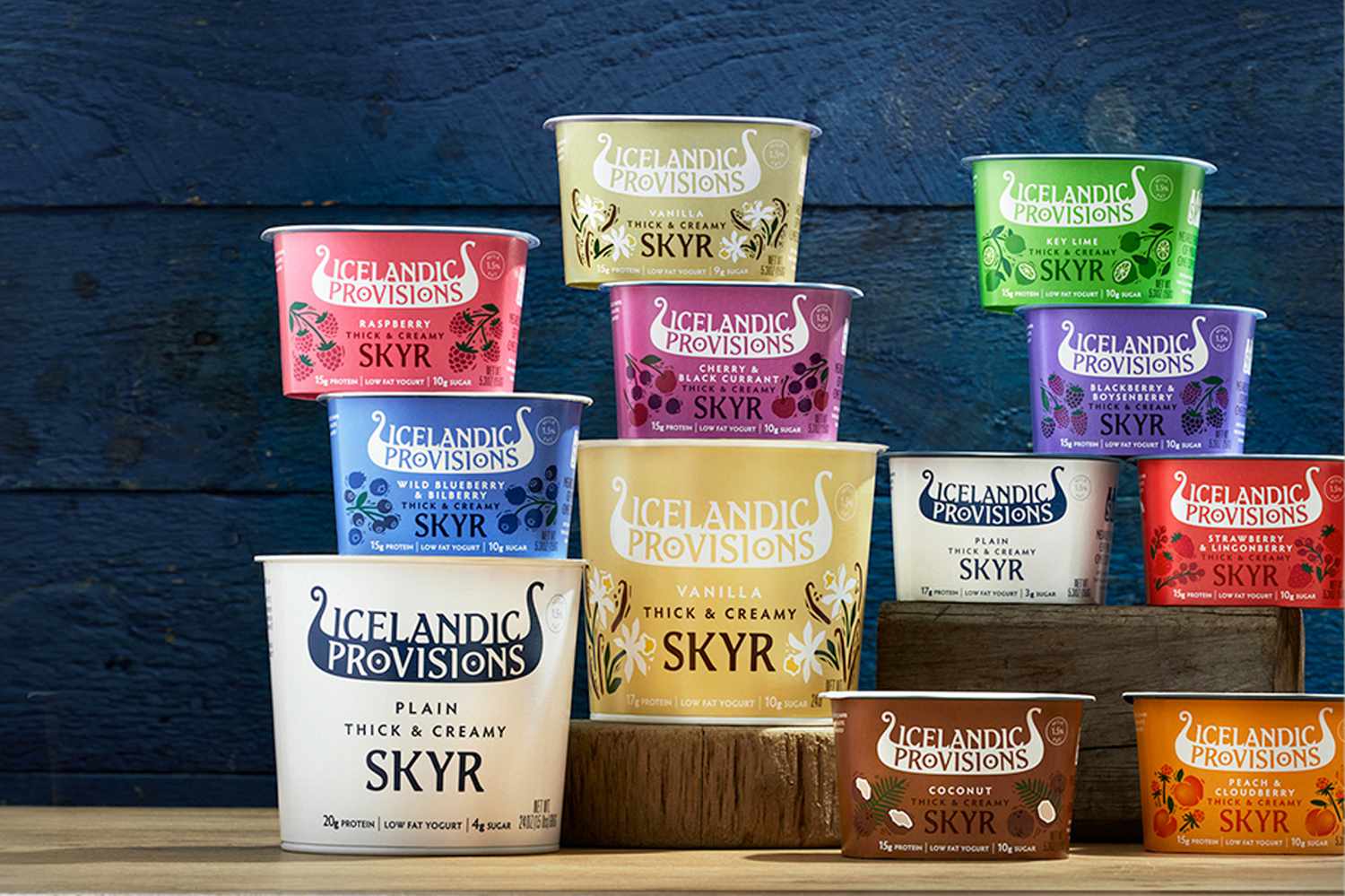 Skyr containers on counter