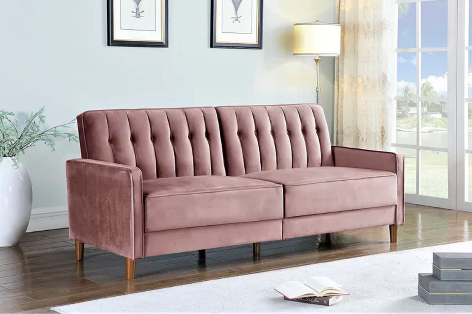 pink storage couch