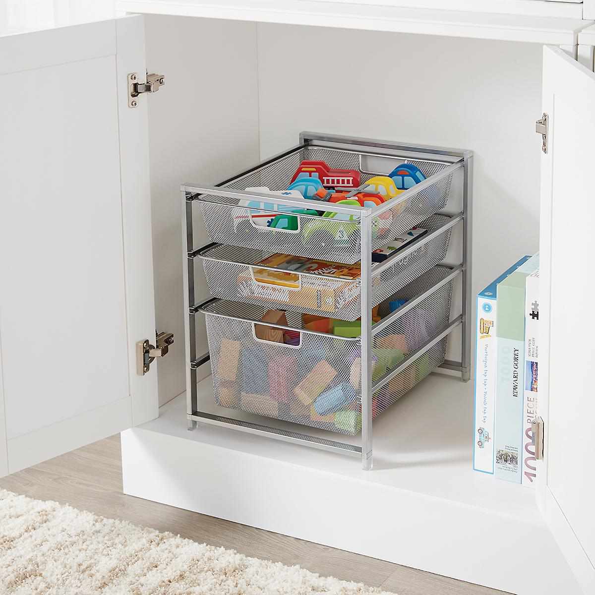 elfa narrow cabinet drawer solution platinum
