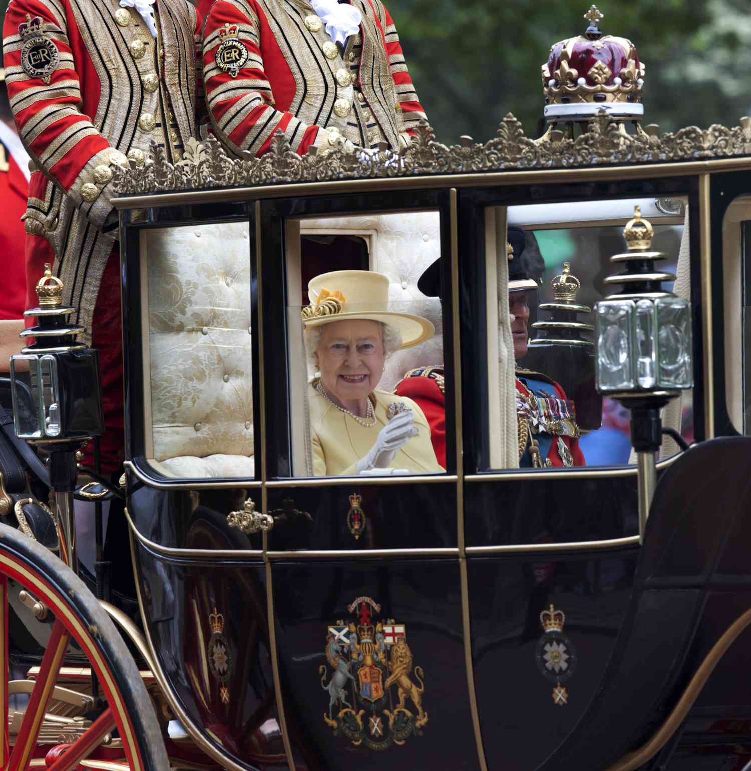 Queen Elizabeth and Prince Philip During Royal Wedding Procession