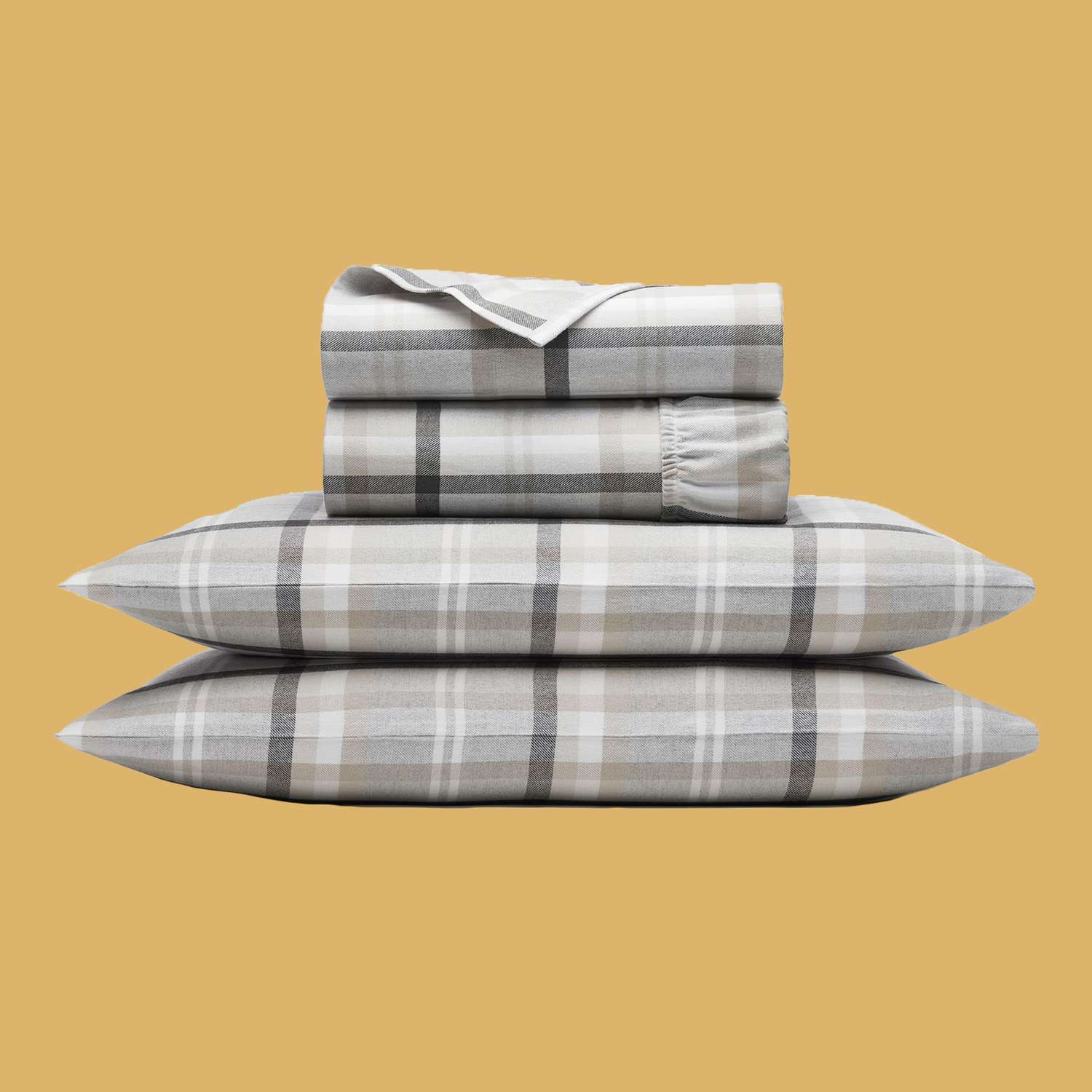 Boll & Branch Flannel Sheet in Shore Heathered Plaid Set