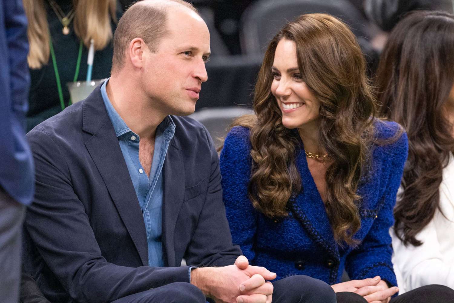 Prince William, Prince of Wales and Catherine, Princess of Wales, watch the NBA basketball game between the Boston Celtics and the Miami Heat at TD Garden on November 30, 2022 in Boston, Massachusetts.