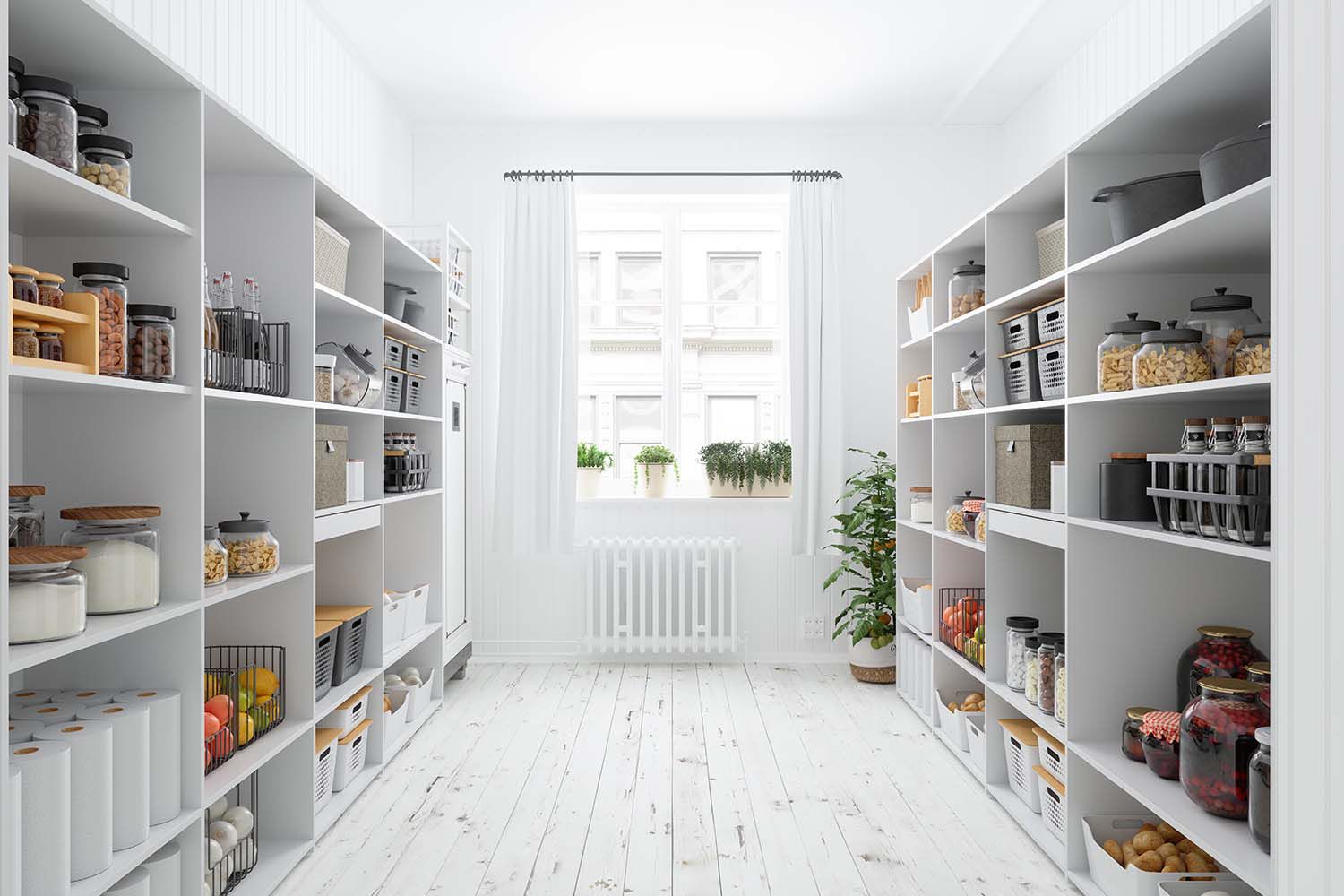 Storage Room With Organized Pantry Items
