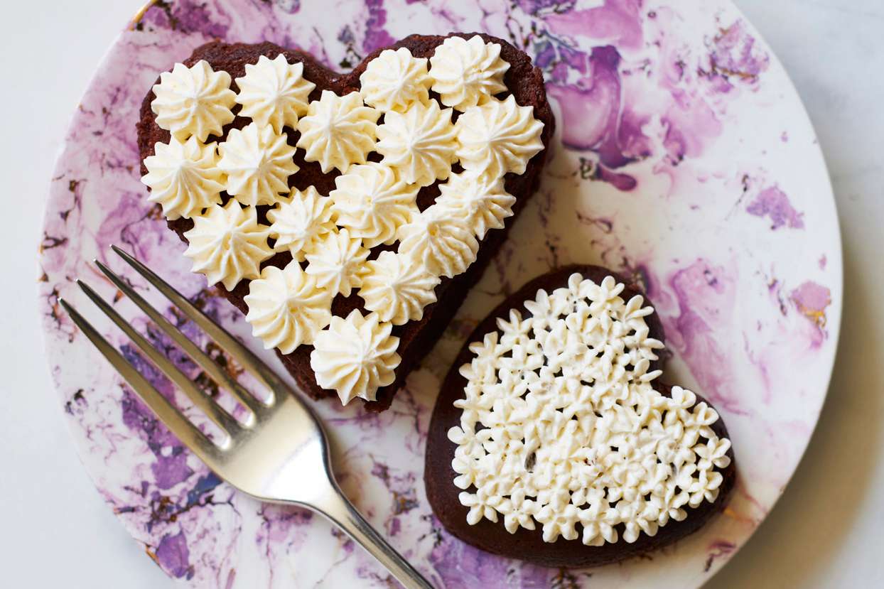 roberta heart cakes topped with swiss-meringue buttercream