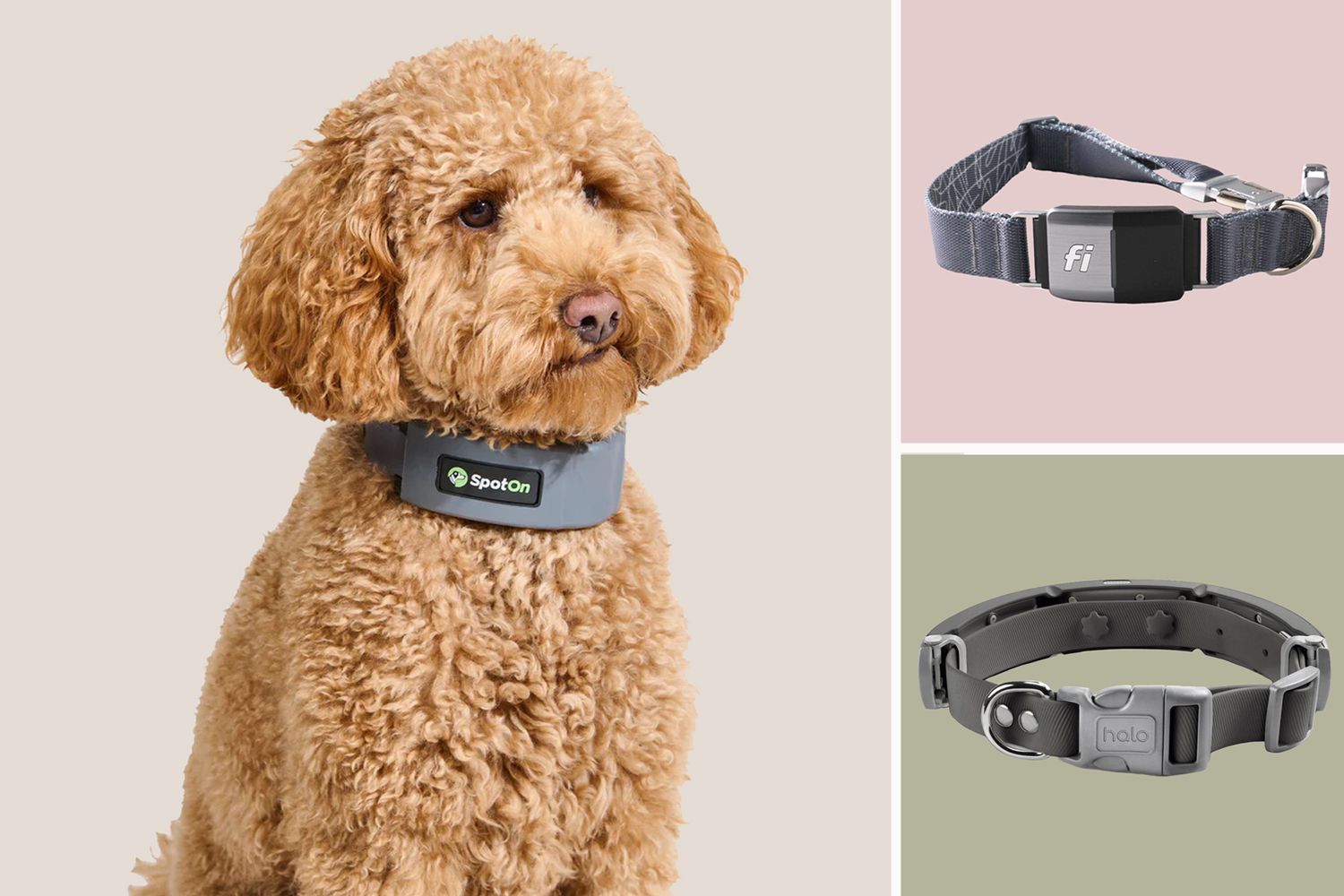 Composite image of three smart dog collars for your pet