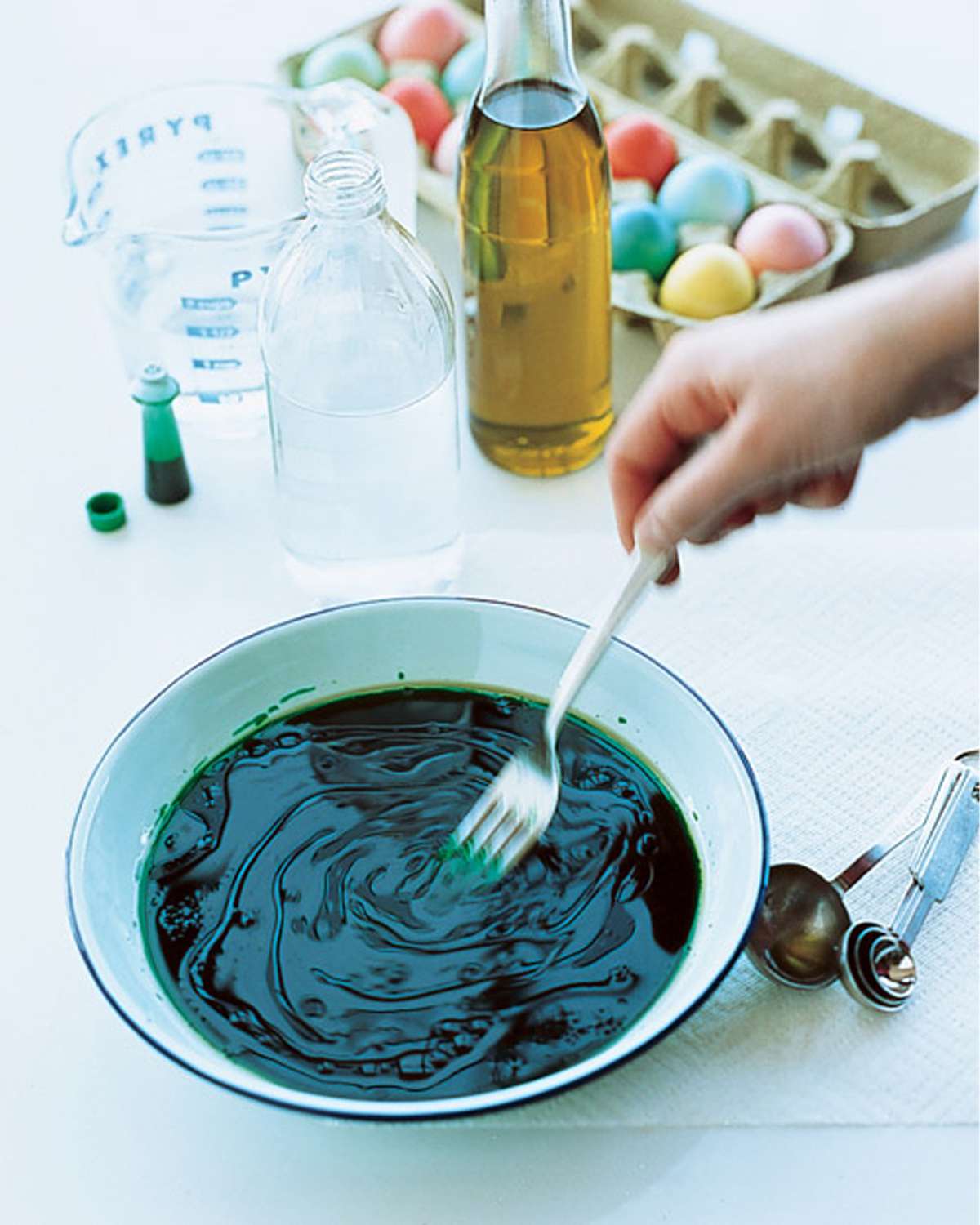 mixing egg dye