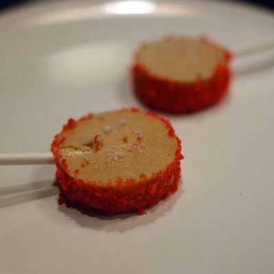 Foie Gras Lollipop Coated with Watermelon Pop Rocks