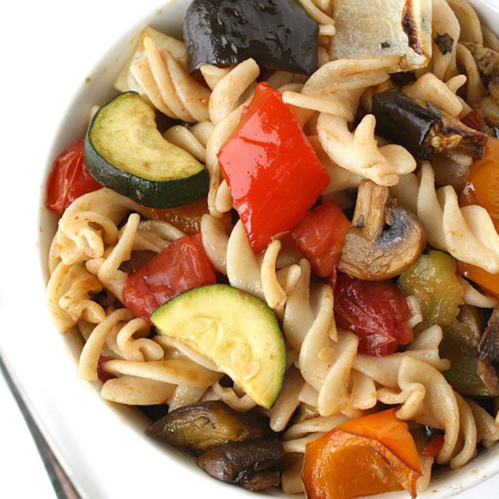 Roasted Vegetable Pasta with Garlic and Balsamic