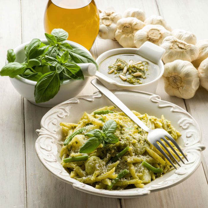 Tapenade Chicken Pasta with Runner Beans - Mediterranean diet recipes