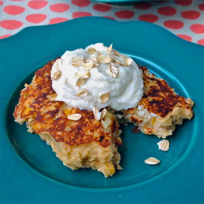 Oatmeal Griddle Cakes with Whipped Ricotta Topping