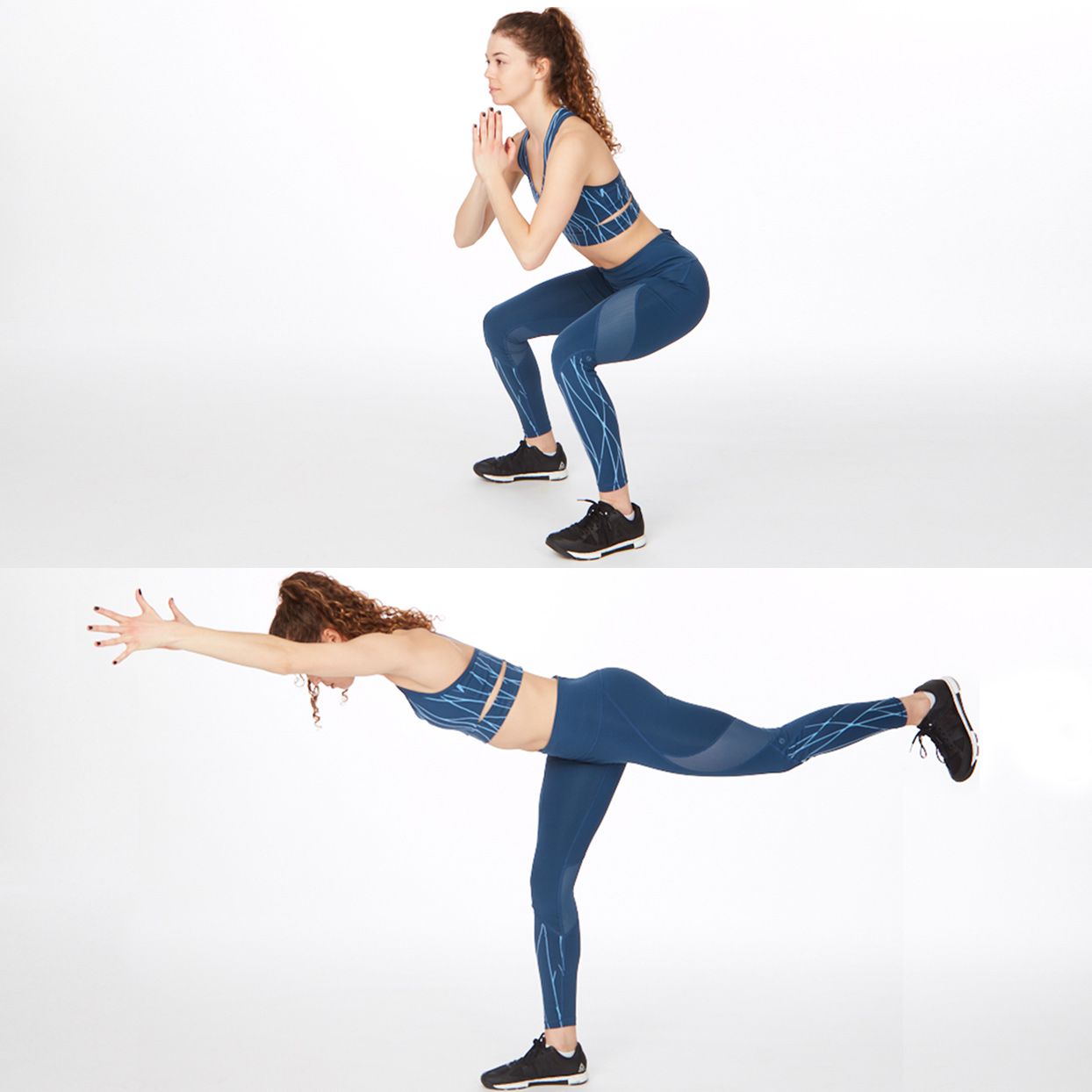squat to kickback butt lifting exercise