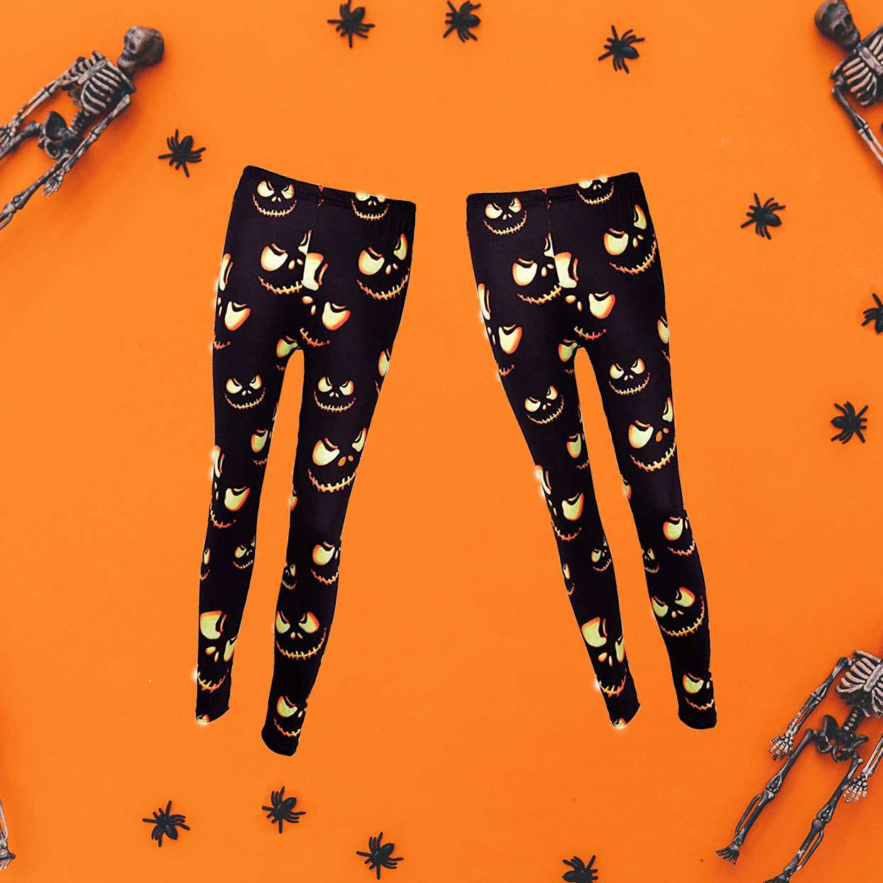DREAGAL Halloween Fashion 3D Digital Print Stretchy Leggings Multi-Colored S-3X