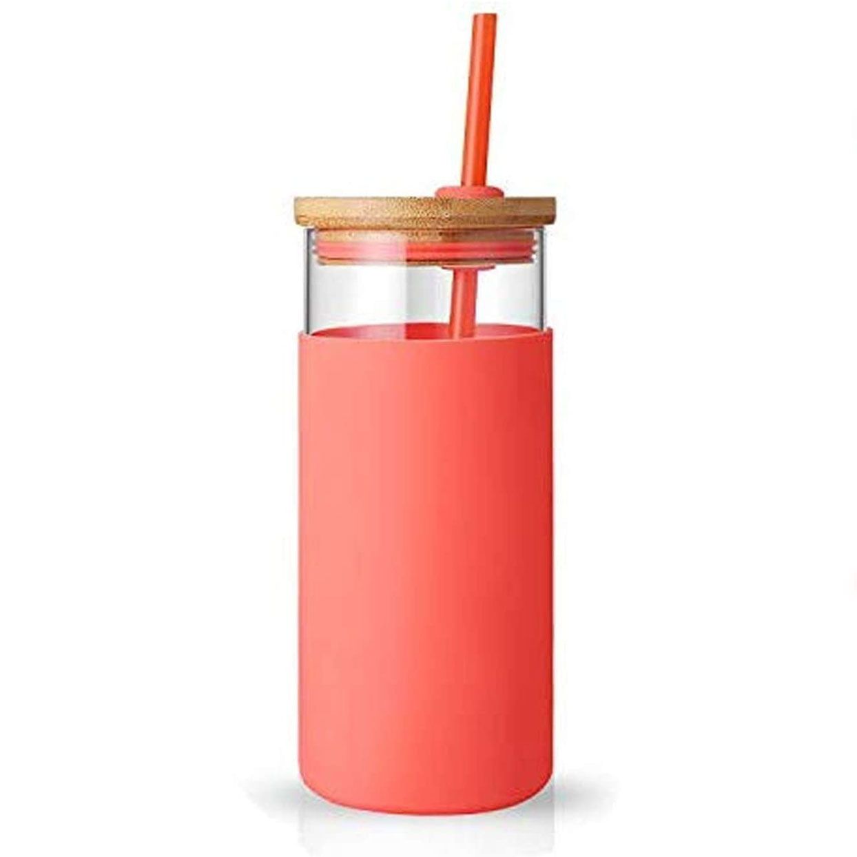 Drinking Cup for Kids,Travel Juice Cup Travel Mug QGYBL192 ONE Day 300ML Glass Water Bottle with Silicone Sleeve and Carrying Loop BPA Free