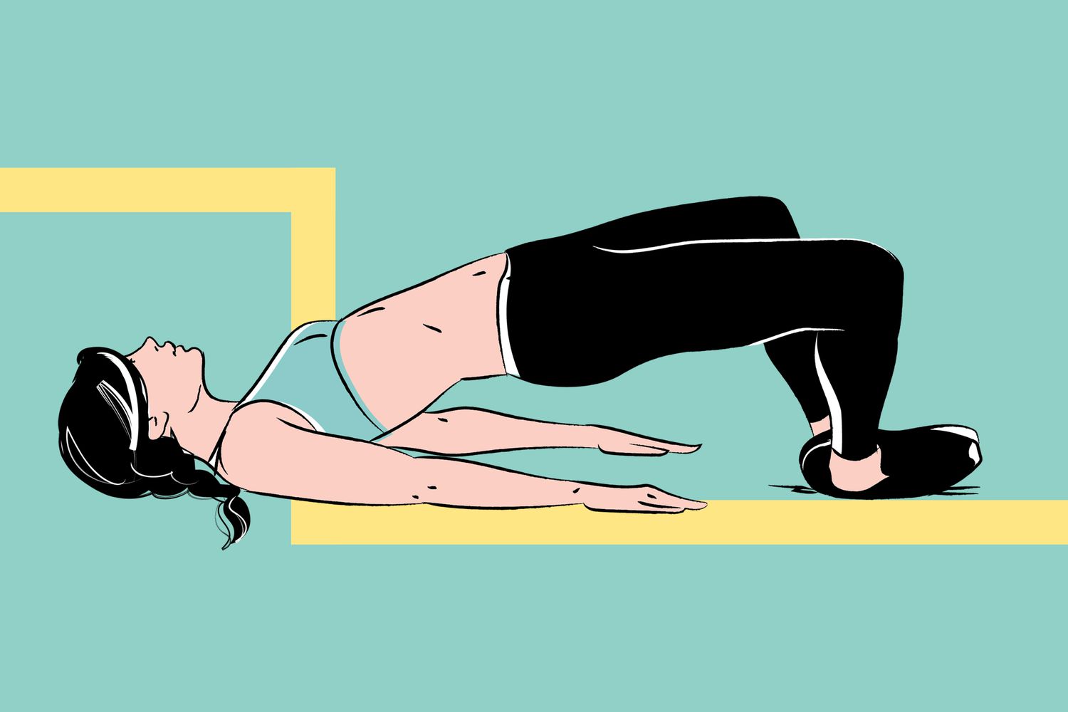 illustration of a woman doing a frog pump exercise