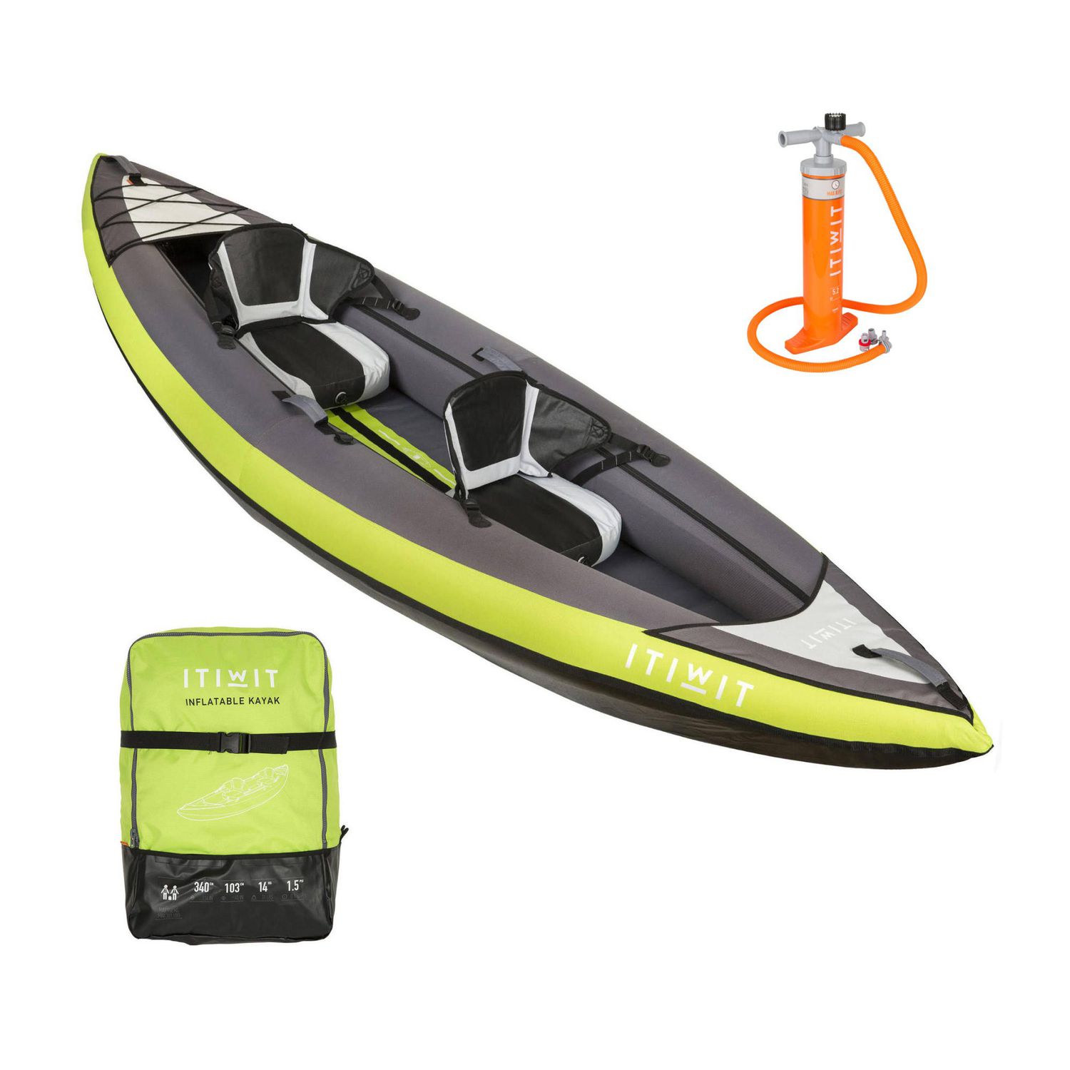 Itiwit Inflatable Recreational Sit-on Kayak with Pump