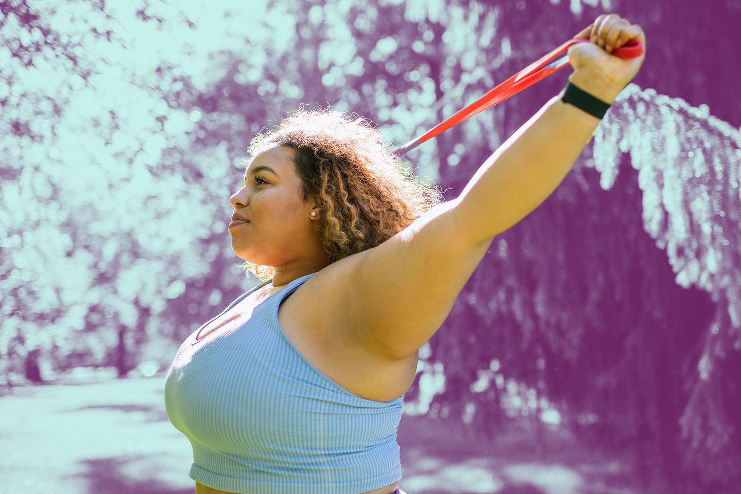 Woman Using Resistance Band