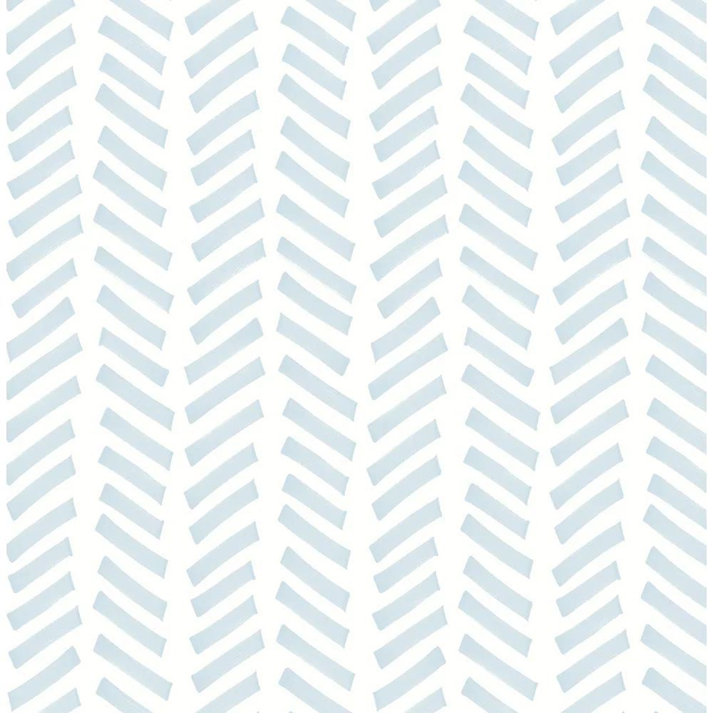 Photo of a sample of Sky Blue Mod Chevron Peel and Stick Wallpaper