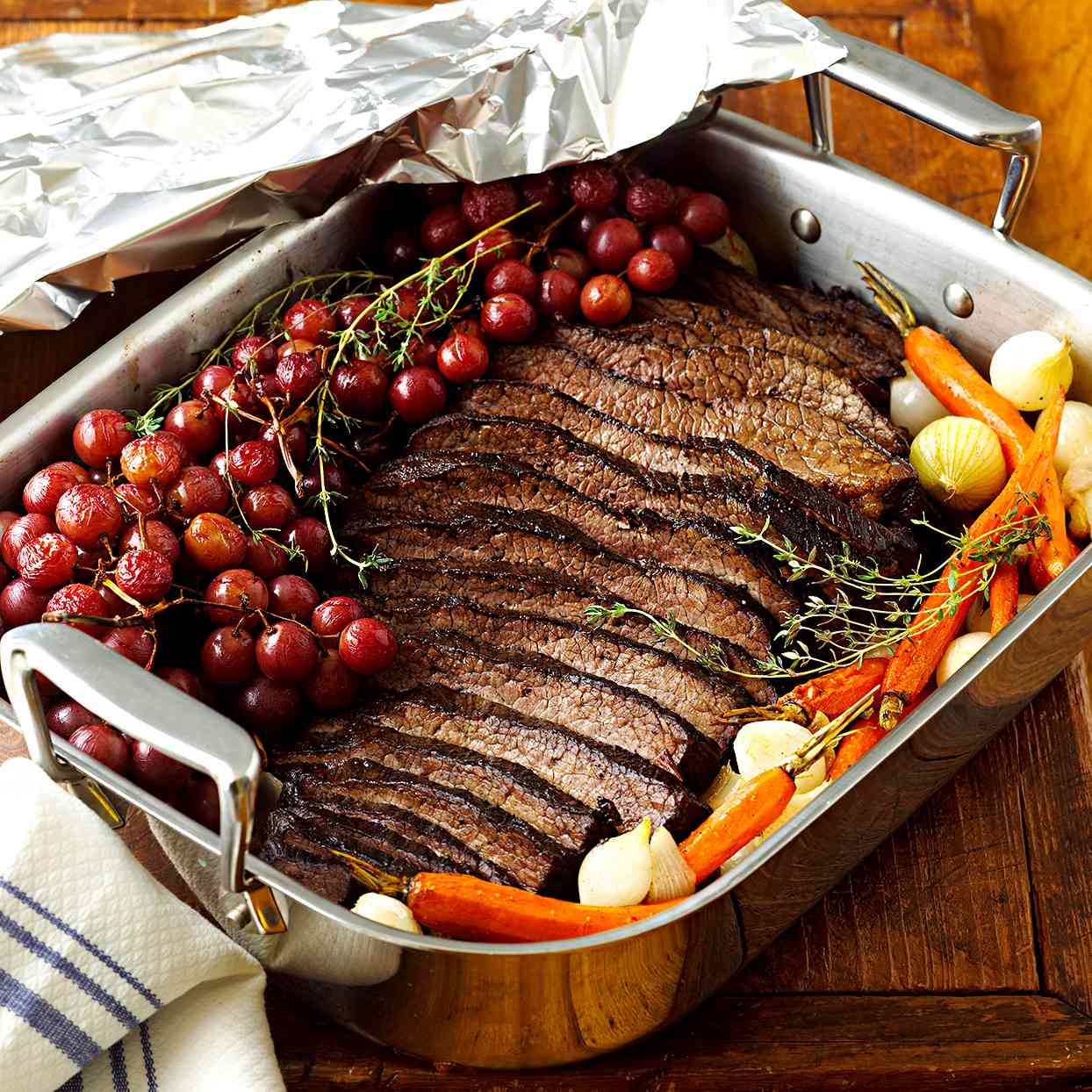 Beef Brisket with Roasted Grapes 