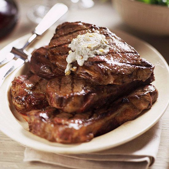 Grilled Steaks with Gorgonzola Butter