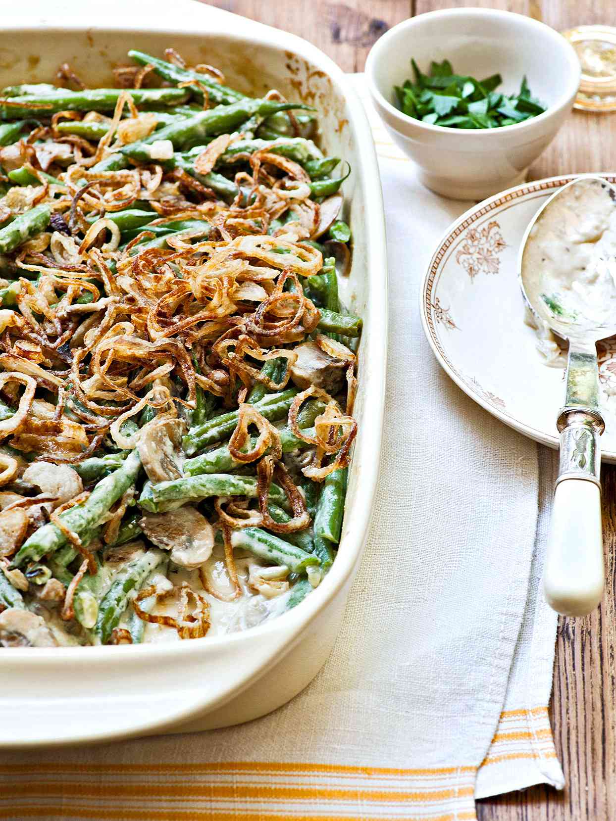 Creamy Green Beans with Crispy Shallots 