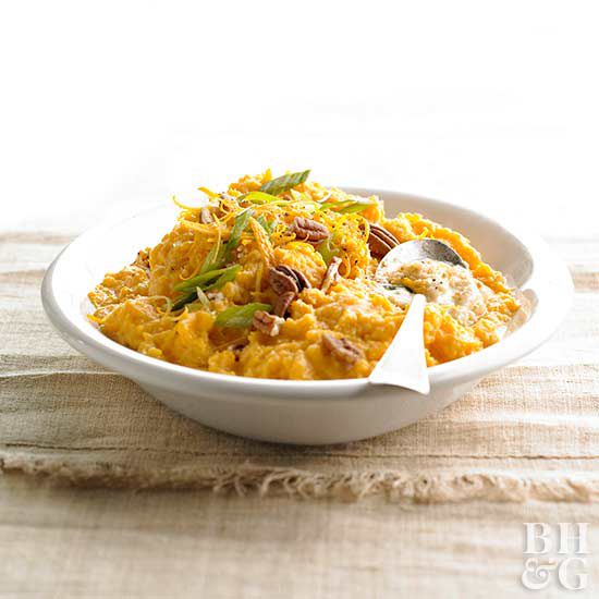 Citrusy Mashed Squash with Toasted Pecans 